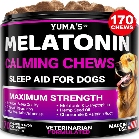 Dog Calming Chews 170-Count - Natural Anxiety Relief with Hemp Oil & Melatonin