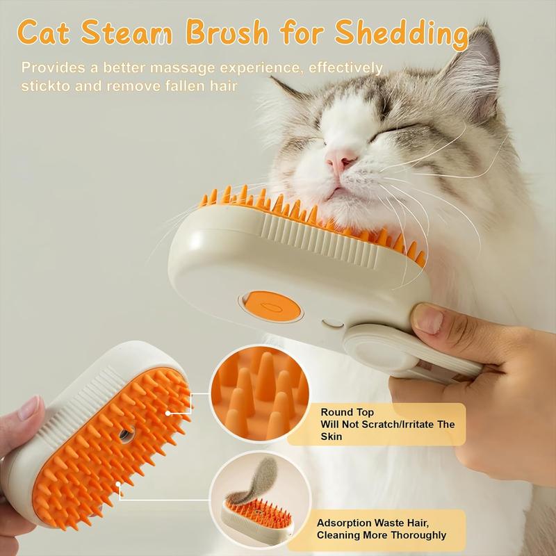 Electric Cat Steam Brush – 3-In-1 Pet Grooming Comb with Water Spray for Cats and Dogs, USB Rechargeable